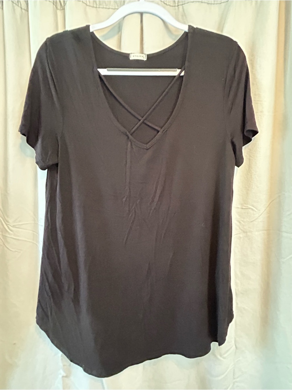 Utility Crisscross V-Neck Short Sleeve Tee